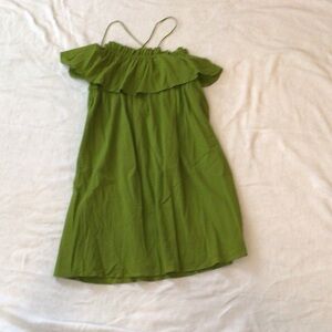 Banana Republic, XS,Womens, Olive Green Ruffle Off-Shoulder Dress